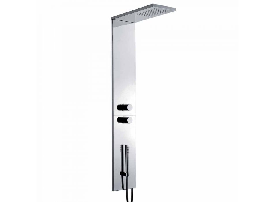 Columna de ducha termostática de pared en acero inoxidable cromado Made in Italy - Pampo Viadurini