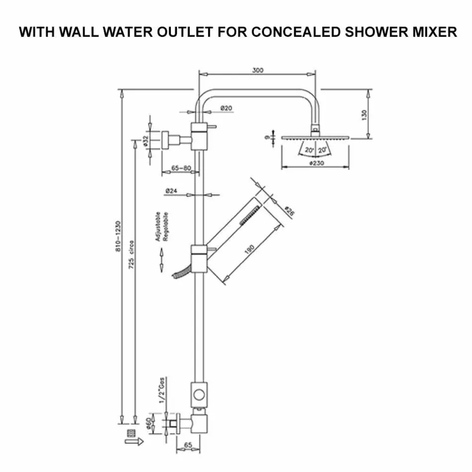 Columna de ducha de latón con ducha de abs y cabezal de ducha Made in Italy - Campana Viadurini