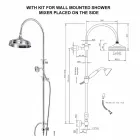 Columna de ducha de latón con cabezal de ducha redondo y ducha de mano Made in Italy - Brillo Viadurini