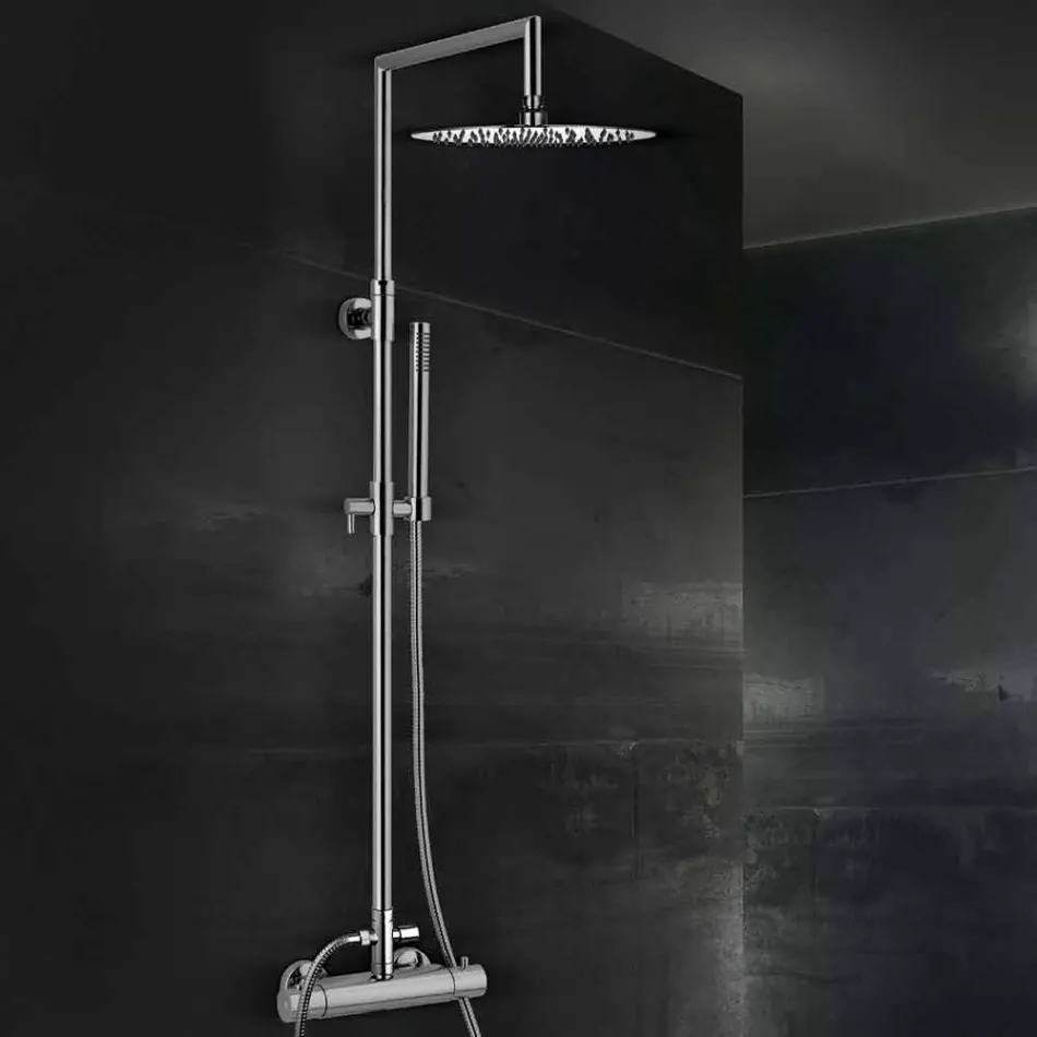 Columna de ducha de latón con cabezal de ducha redondo ultrafino Made in Italy - Merio Viadurini