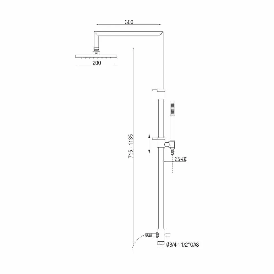 Columna de ducha en latón cromado con rociador y flexo Made in Italy - Cunio Viadurini