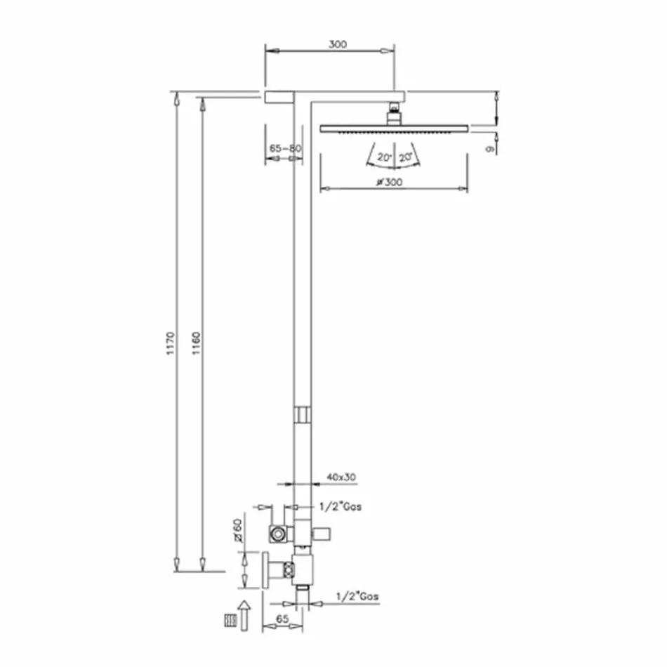 Columna de ducha en latón cromado con rociador de acero Made in Italy - Marlo Viadurini