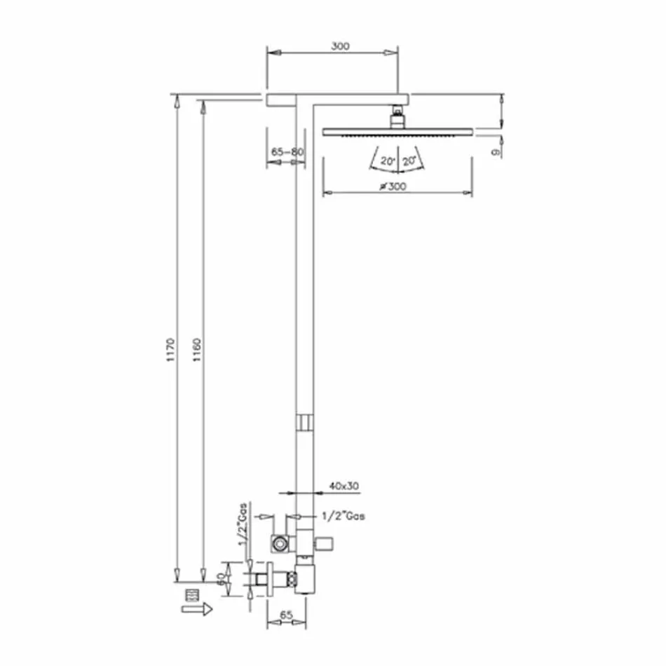 Columna de ducha en latón cromado con rociador de acero Made in Italy - Marlo Viadurini