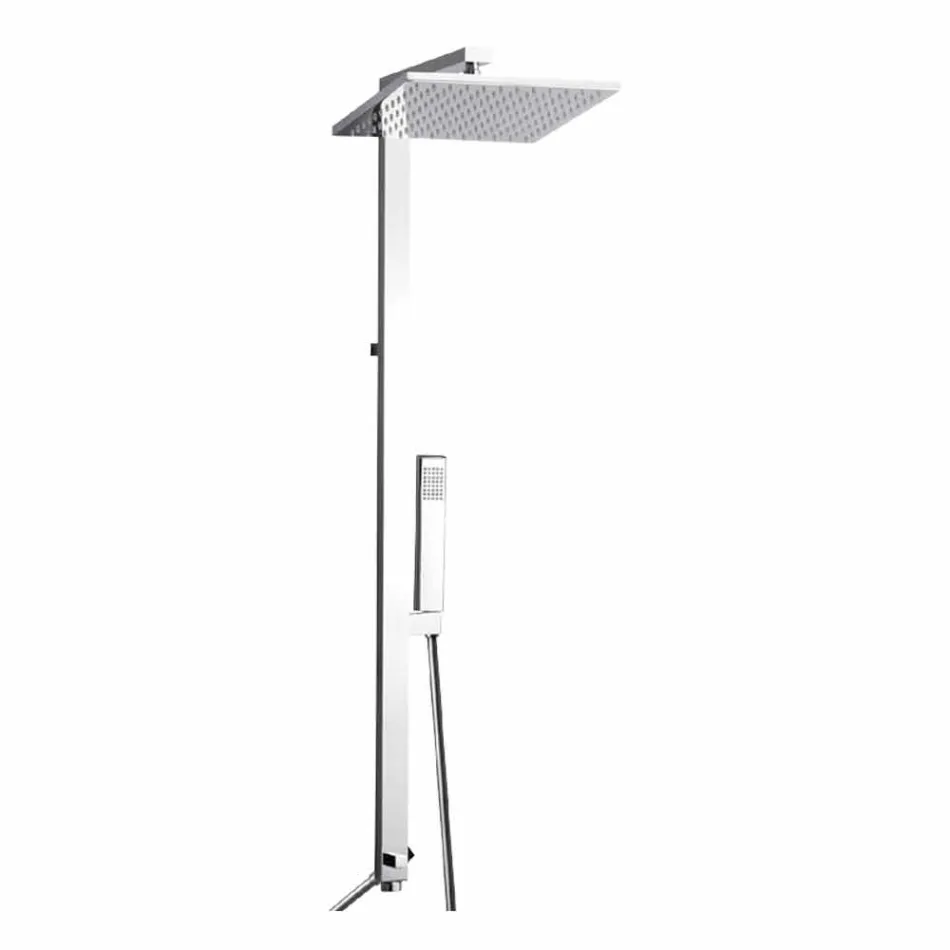Columna de ducha en latón cromado con rociador de acero Made in Italy - Marlo Viadurini