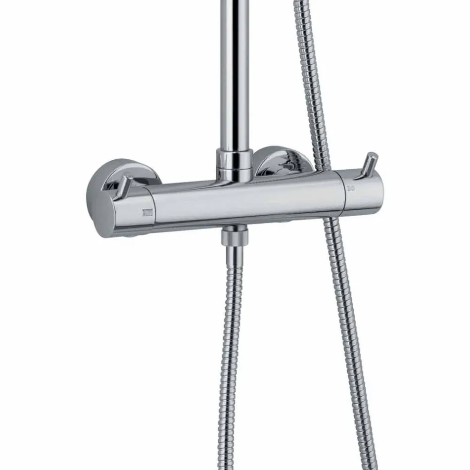 Columna de ducha en latón cromado con rociador cuadrado Made in Italy - Griso Viadurini