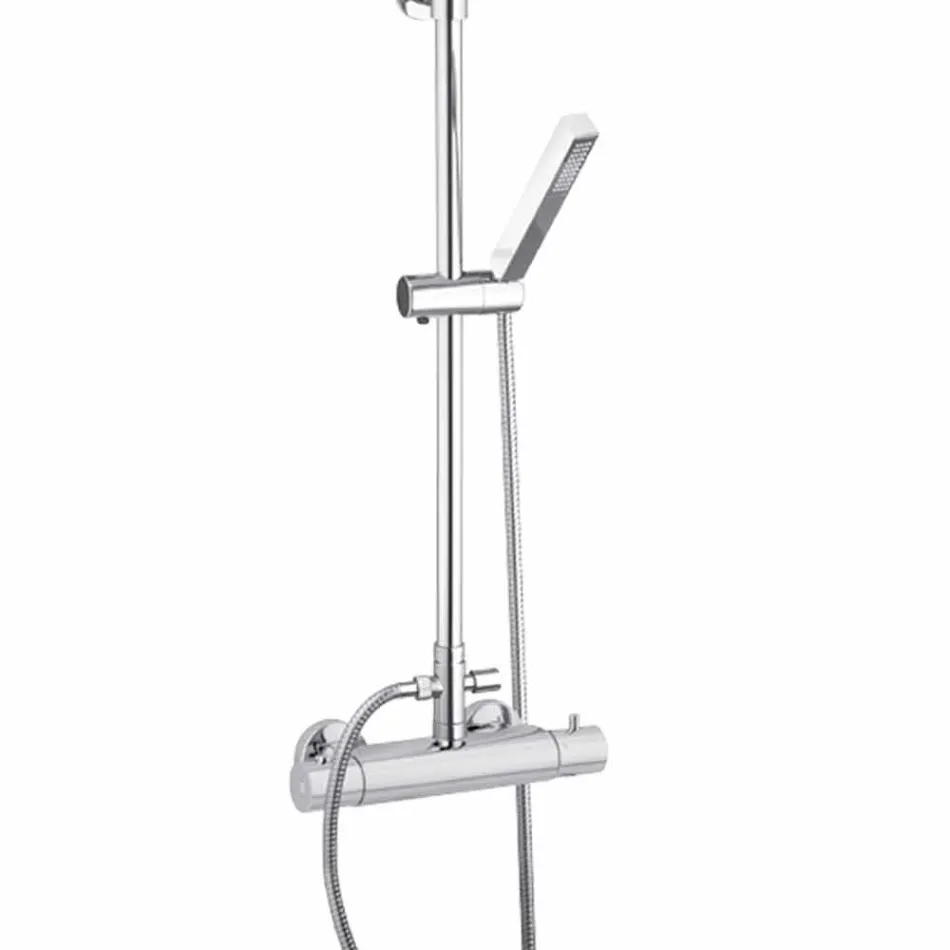 Columna de ducha en latón cromado con rociador cuadrado Made in Italy - Studio Viadurini