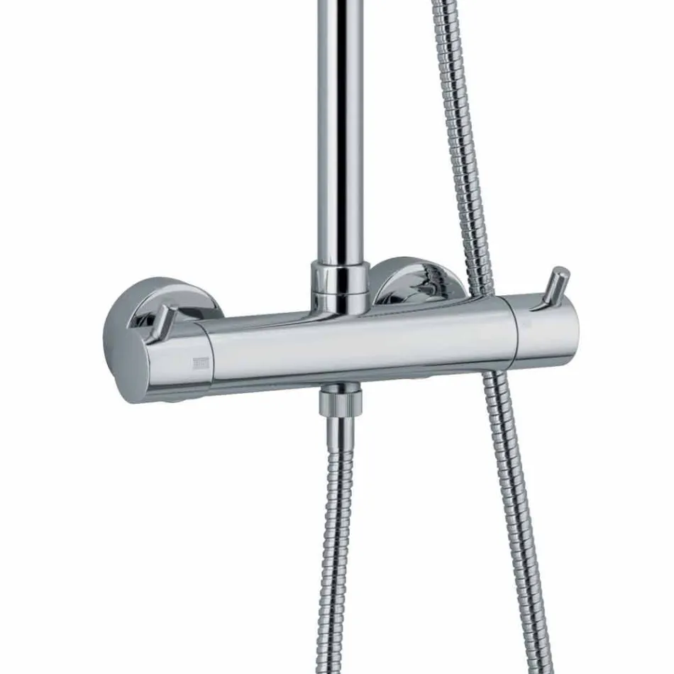 Columna de ducha en latón cromado con rociador redondo Made in Italy - Griso Viadurini