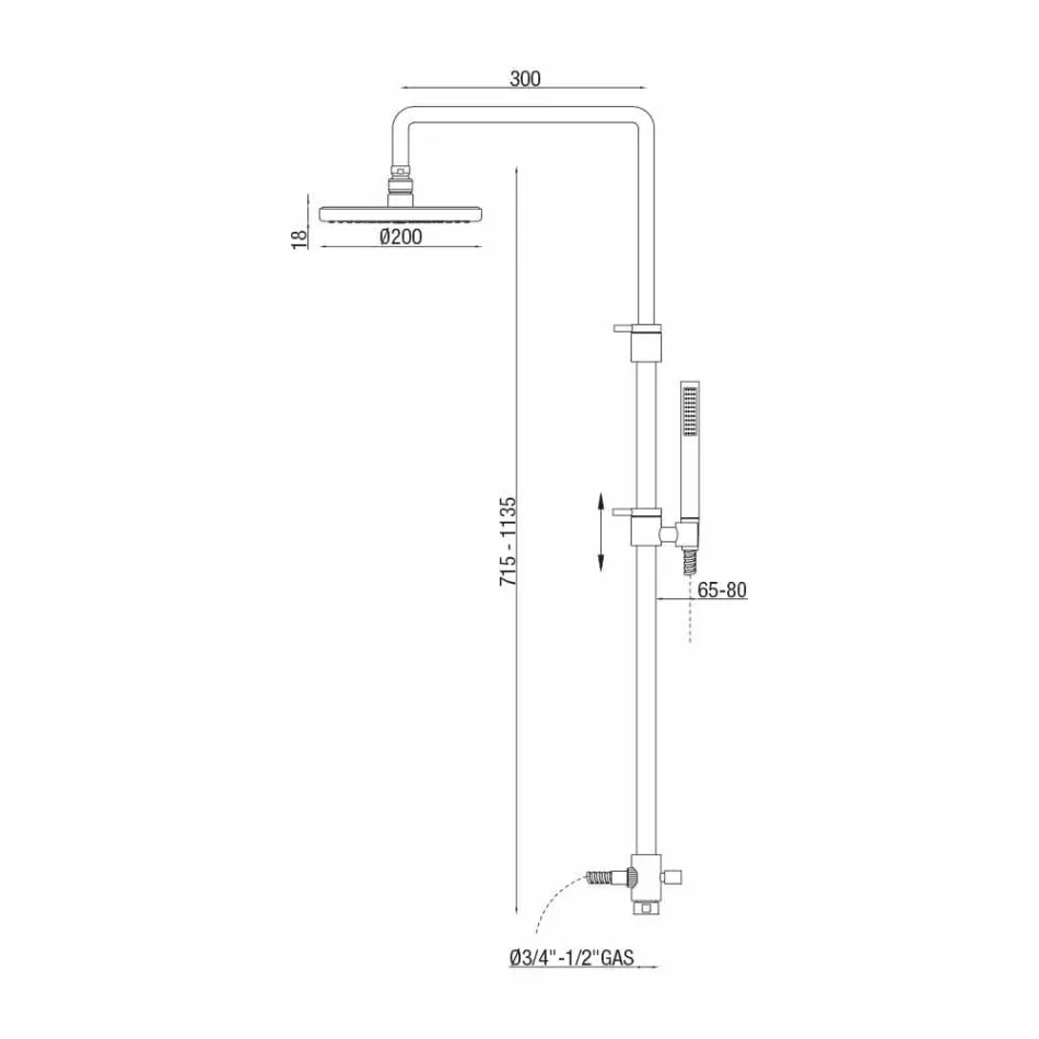 Columna de ducha telescópica y ajustable de latón cromado Made in Italy - Naspo Viadurini