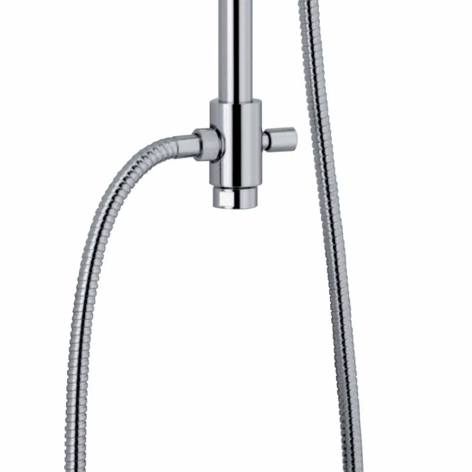 Columna de ducha telescópica de latón con cabezal de ducha redondo Made in Italy - Lenio Viadurini