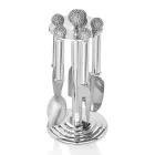 Cuchillos para queso en metal plateado con cristales 5 piezas - Marfio Viadurini