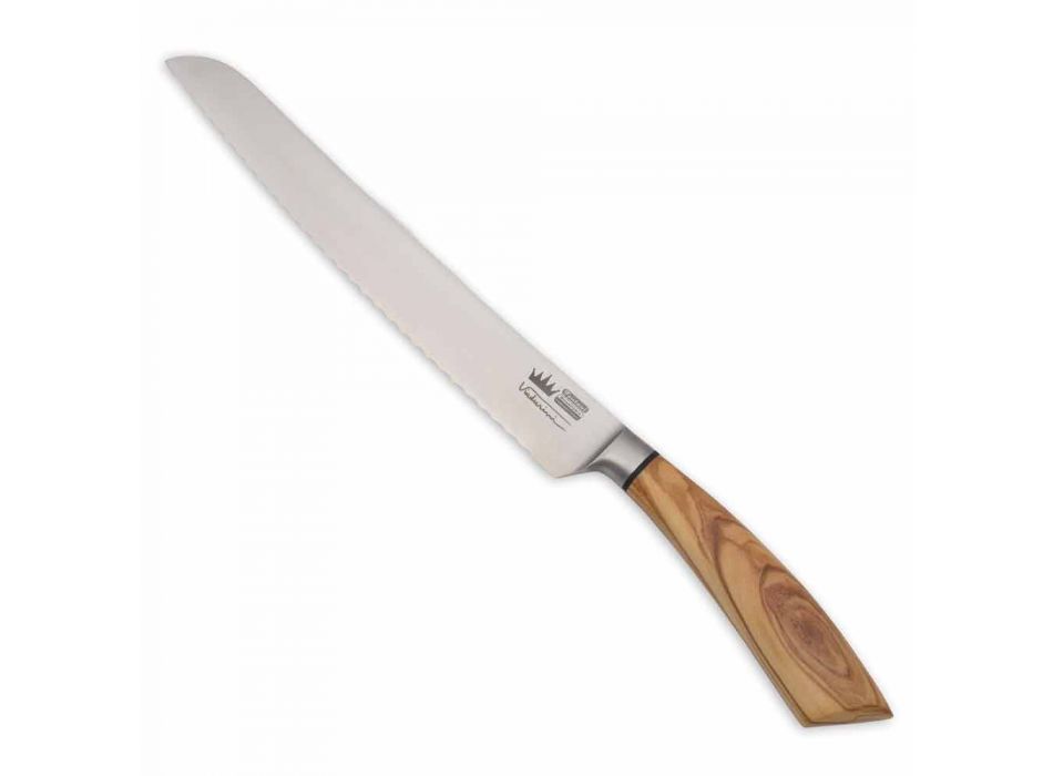 Cuchillo para pan artesanal con mango de cuerno o madera Made in Italy - Pane Viadurini