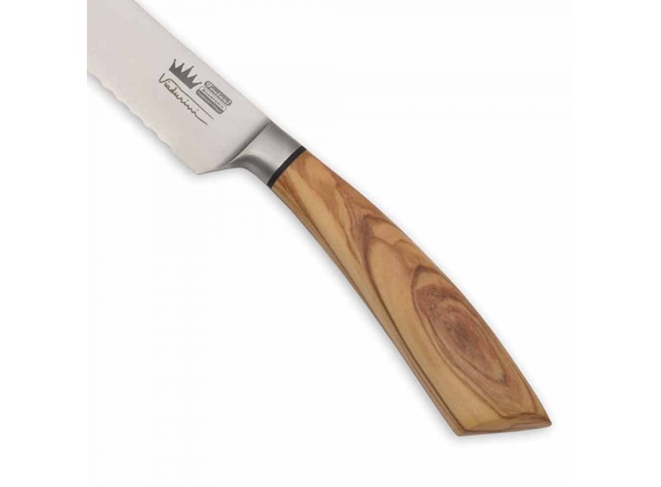 Cuchillo para pan artesanal con mango de cuerno o madera Made in Italy - Pane Viadurini