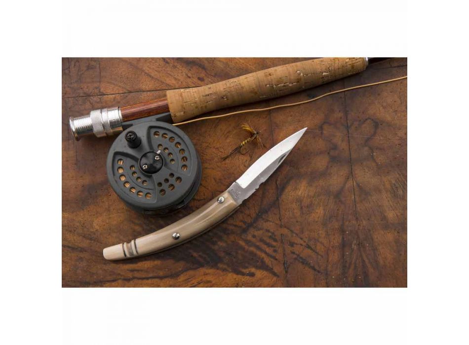 Cuchillo artesano Gobbo con mango curvo en cuerno o madera Made in Italy - Gobbo Viadurini