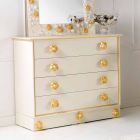 Dresser 4 cajones de diseño con perillas de madera en forma de rosas de Renoir Viadurini