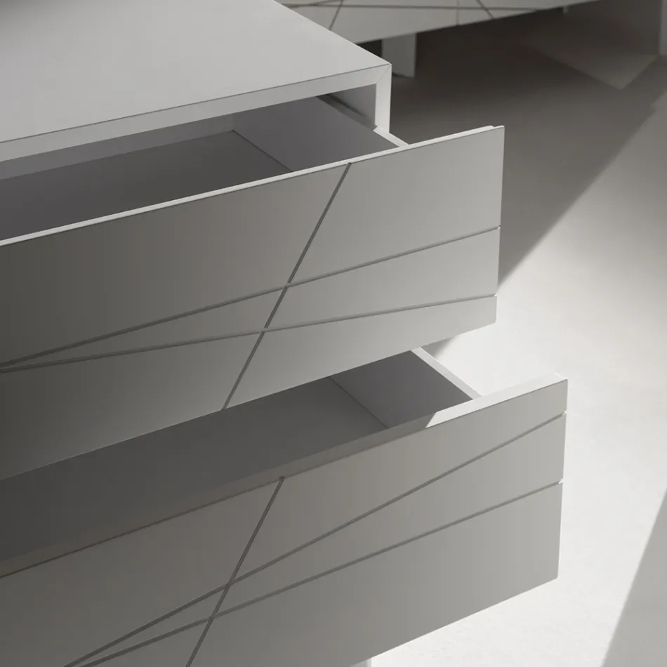 Cómoda de 3 cajones en aglomerado de madera pintada - Gemelli Viadurini