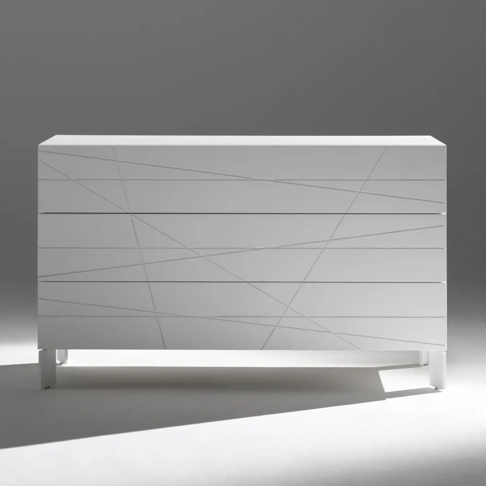 Cómoda de 3 cajones en aglomerado de madera pintada - Gemelli Viadurini