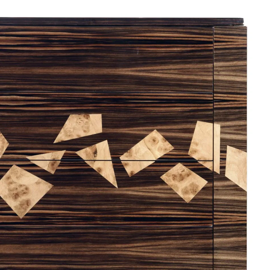 Cómoda de ébano de diseño 4Cassetti Grilli Zarafa hecha en Italia Viadurini