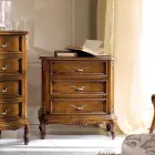 Mesita de noche en madera de nogal 3 cajones Made in Italy - Richard Viadurini