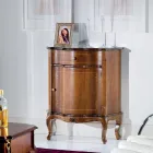 Mesita de noche clásica con puerta de madera con incrustaciones y cajón Made in Italy - Leonor Viadurini