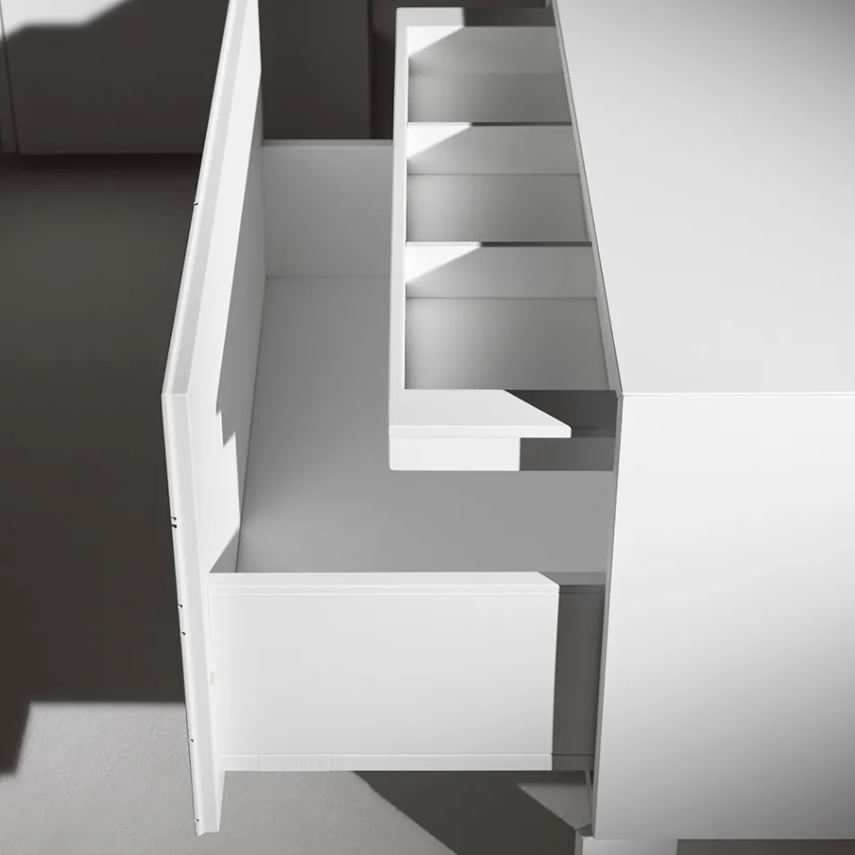 Mesita de noche con 1 cajón en aglomerado de madera pintada - Leone Viadurini