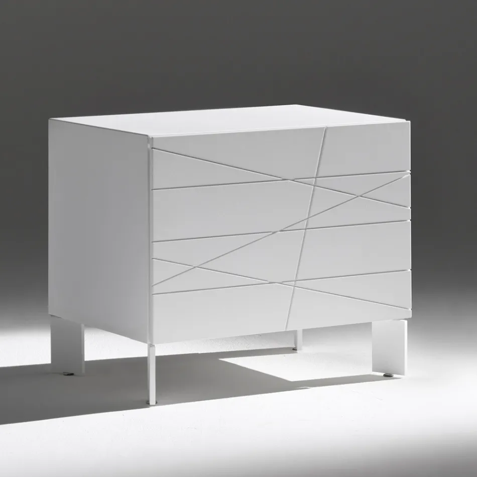 Mesita de noche con 1 cajón en aglomerado de madera pintada - Leone Viadurini