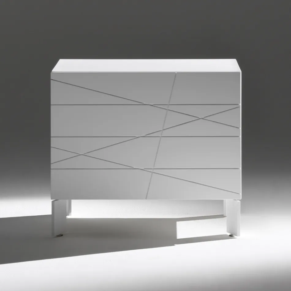 Mesita de noche con 1 cajón en aglomerado de madera pintada - Leone Viadurini