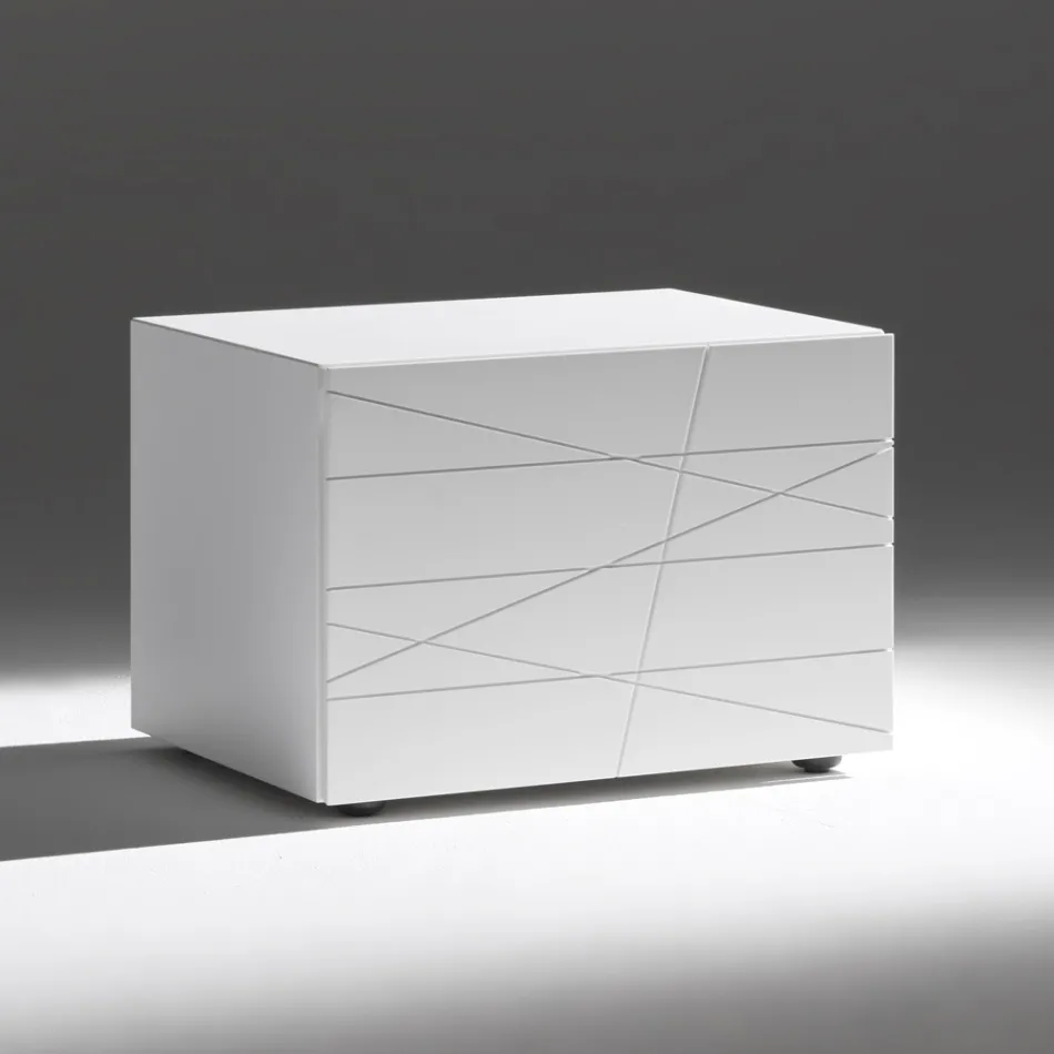 Mesita de noche con 1 cajón en aglomerado de madera pintada - Leone Viadurini