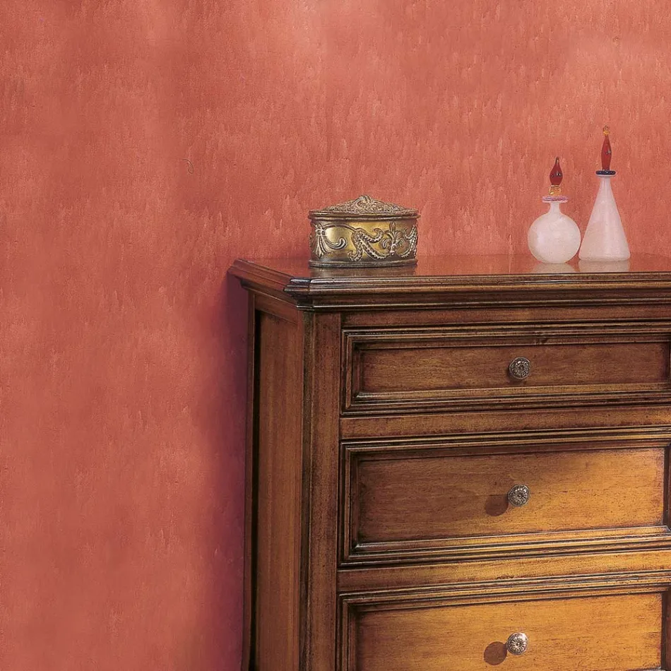 Mesita de noche con 3 cajones en madera de Bassano, Francia Made in Italy - Hawwat Viadurini