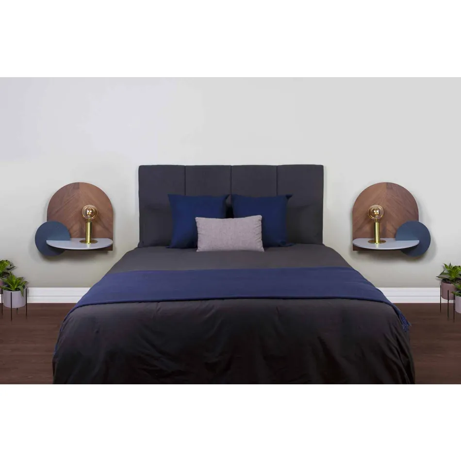 Mesita de noche de diseño moderno compuesta por 3 paneles modulares de madera contrachapada - Marea Viadurini