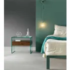 Mesita de noche de diseño moderno en vidrio extra claro Made in Italy - Secret Viadurini