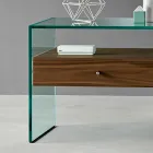 Mesita de noche de diseño moderno en vidrio extra claro Made in Italy - Secret Viadurini
