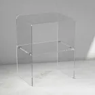 Mesita de noche de cristal acrílico transparente con estante de diseño - Minervo Viadurini