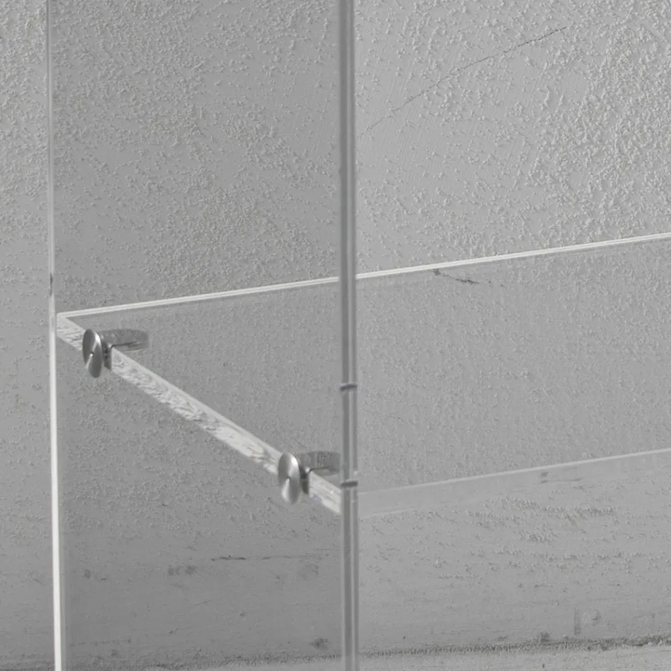 Mesita de noche de cristal acrílico transparente con estante de diseño - Minervo Viadurini