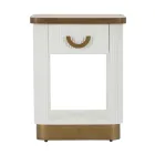 Mesita de noche de madera decorada con líneas en relieve con cajón y estante - Rachel Viadurini