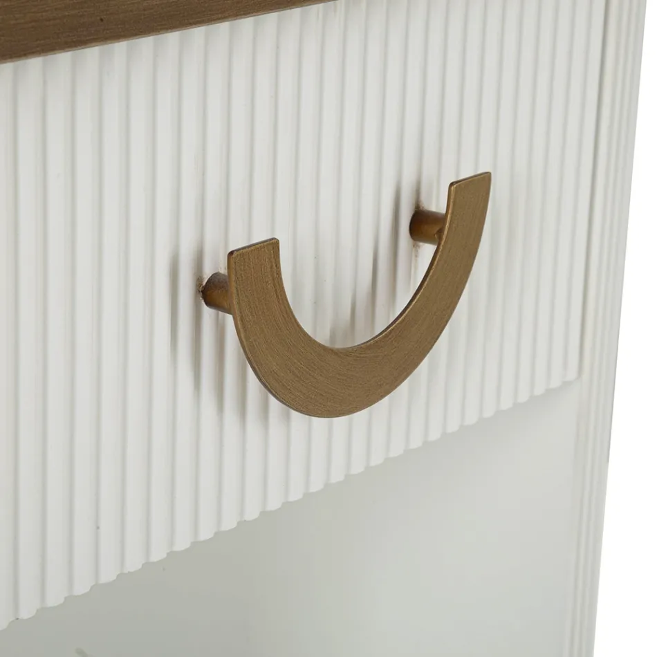 Mesita de noche de madera decorada con líneas en relieve con cajón y estante - Rachel Viadurini