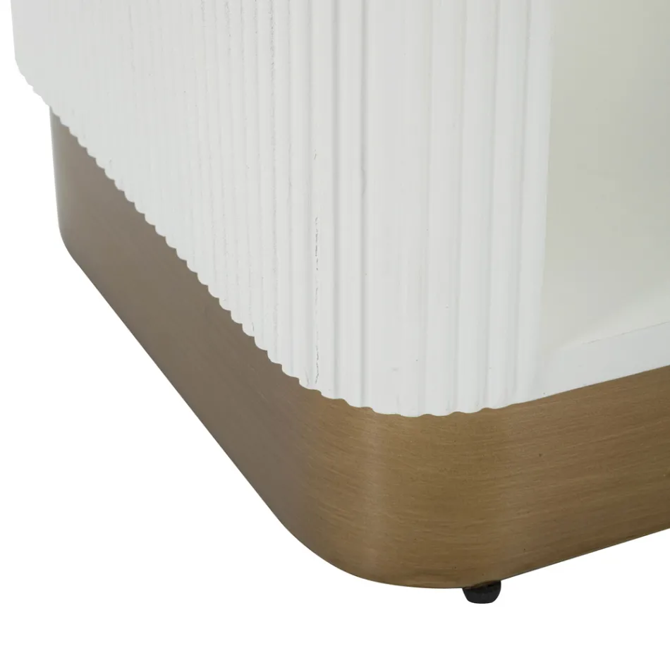 Mesita de noche de madera decorada con líneas en relieve con cajón y estante - Rachel Viadurini