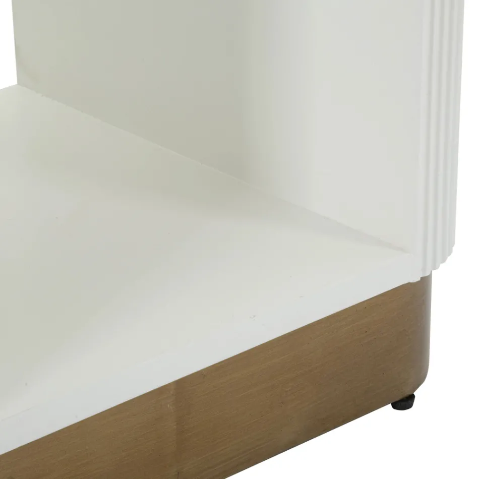 Mesita de noche de madera decorada con líneas en relieve con cajón y estante - Rachel Viadurini