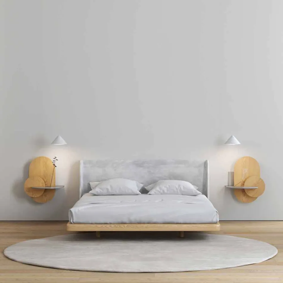 Mesita de noche en madera contrachapada compuesta por 3 paneles modulares de diseño moderno - Zita Viadurini