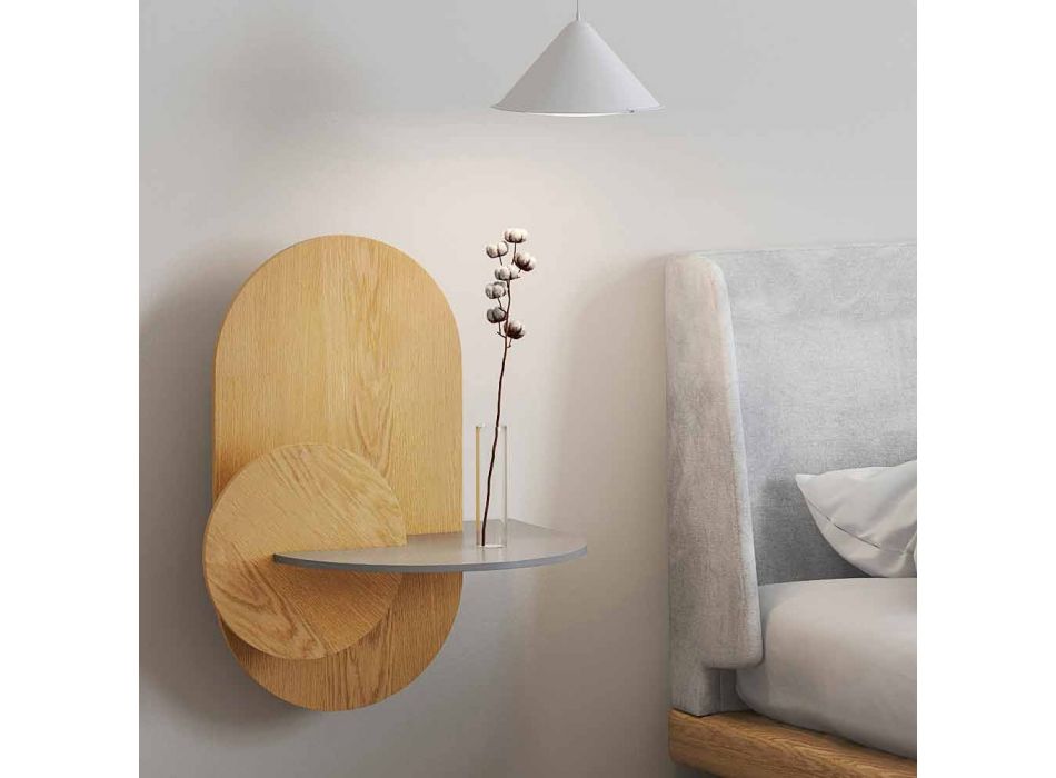 Mesita de noche en madera contrachapada compuesta por 3 paneles modulares de diseño moderno - Zita Viadurini