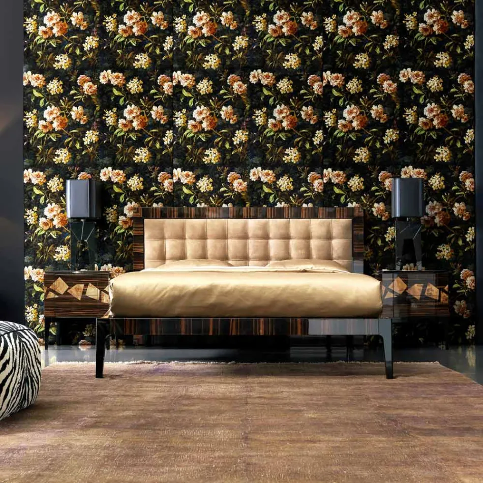 Mesita de noche en madera de nogal y ébano Grilli Zarafa hecha en Italia Viadurini