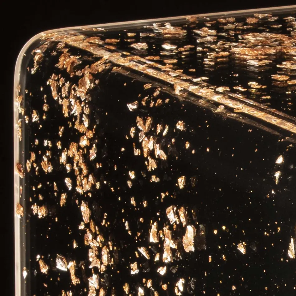 Mesita de noche luminosa en cristal acrílico y hoja de oro, plata o cobre - Gnassi Viadurini