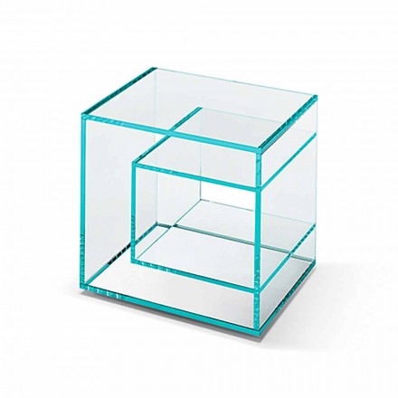 Mesita de noche en vidrio extraclaro 2 dimensiones Made in Italy - Linzy Viadurini
