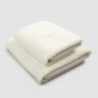 Juego completo de toalla de cara y toalla de invitados en mezcla de rizo y lino - Kilim Viadurini