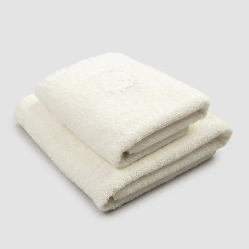 Juego completo de toalla de cara y toalla de invitados en mezcla de rizo y lino - Kilim Viadurini