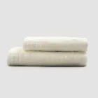 Juego completo de toalla de cara y toalla de invitados en mezcla de rizo y lino - Kilim Viadurini