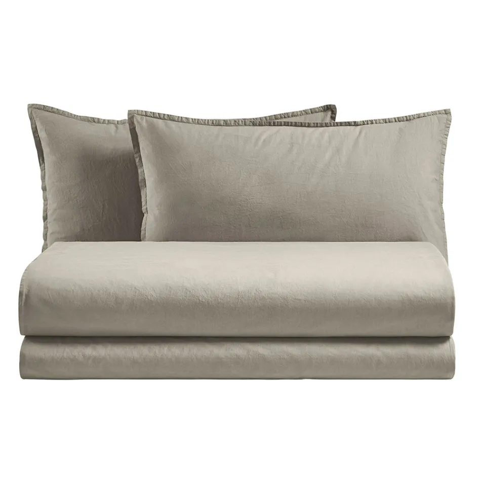 Funda nórdica matrimonial completa en puro algodón teñido en prenda - Delicacy Viadurini