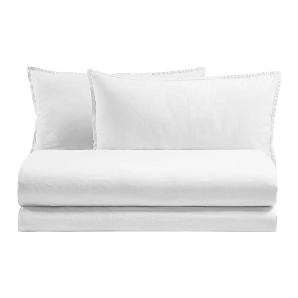 Funda nórdica matrimonial completa en puro algodón teñido en prenda - Delicacy Viadurini