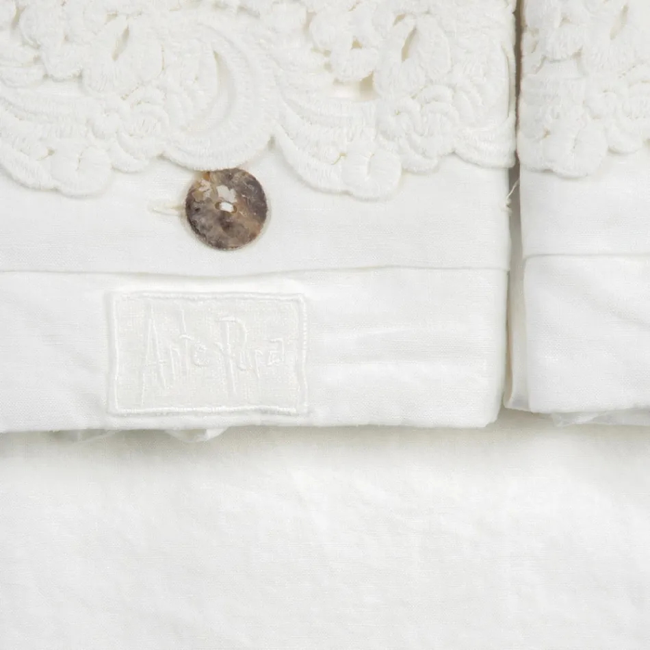 Juego de Sábanas Dobles de Lino Claro y Encaje Armonia 2 Colores - Dettox Viadurini