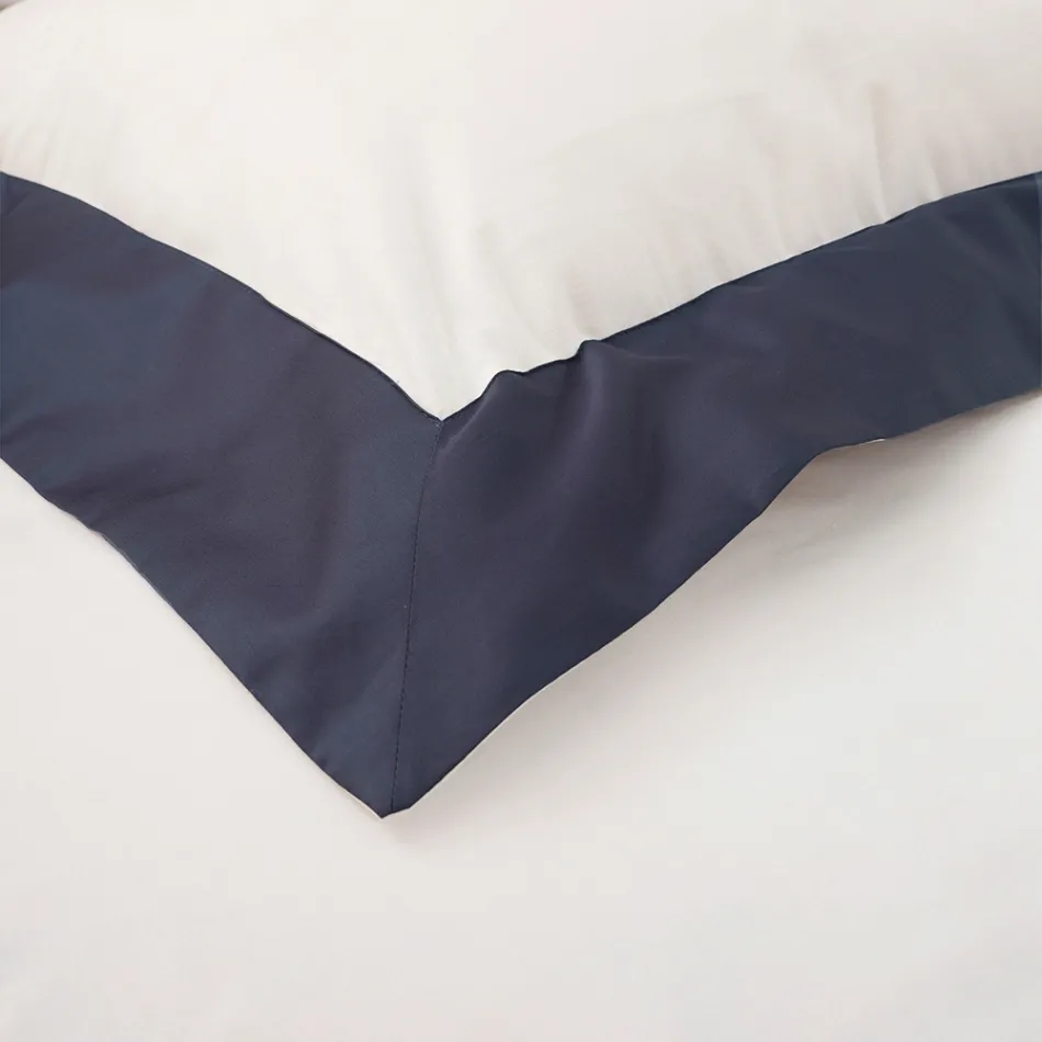 Juego de cama tamaño queen en 100 % algodón y 10 % satén de algodón - Detalle Viadurini