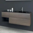 Composición 2 Mueble de baño suspendido en MDF Lacado Platino 120 cm - Renga Viadurini